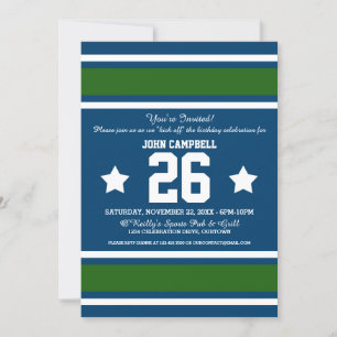 Football Jersey Blue Green Party Invitations