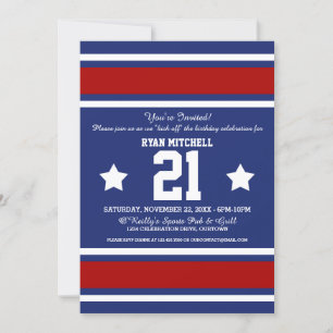 Football Jersey Blue Red Party Invitations