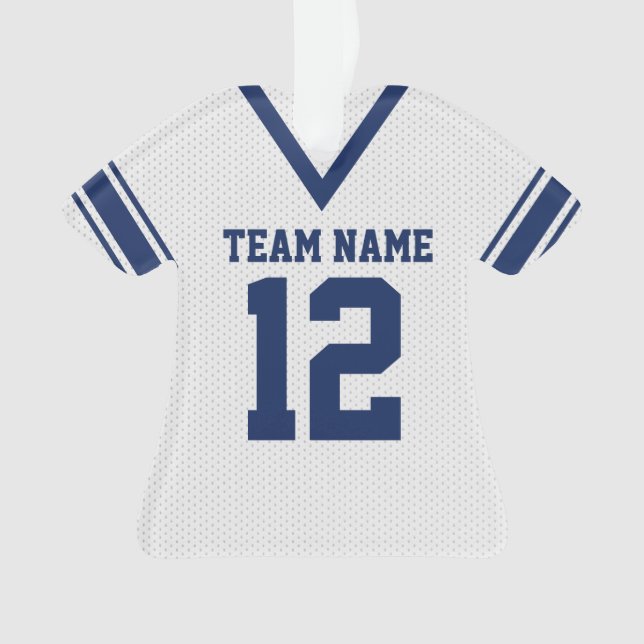 Football Jersey Blue White Uniform Ornament (Front)