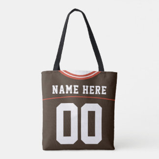 Football Jersey, Brown, Name & Number Template Tote Bag