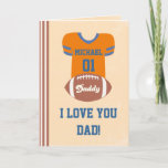 Football Jersey Card, Father's Day Birthday Card<br><div class="desc">Tell dad you love him with this fun football jersey greeting card for Dad. Makes a great Father's Day Card or Birthday card for any dad who loves football. Easily customise the name, number on jersey and 'I love you dad' text! Please visit our store for a selection of matching...</div>