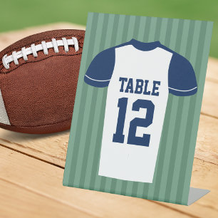 Football Jersey Game Day Wedding Table Number Pedestal Sign