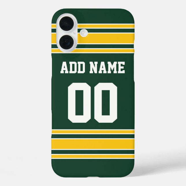 Football Jersey Green Gold Custom Name Number Case-Mate iPhone Case (Back)