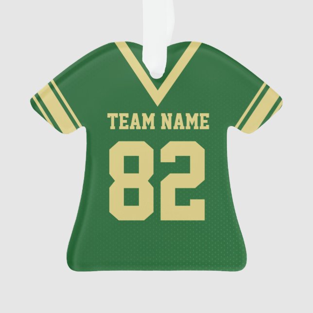 Football Jersey Green Gold Uniform with Photo Ornament (Front)