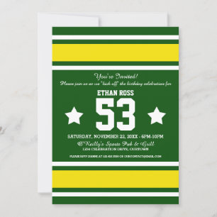 Football Jersey Green Yellow Party Invitations