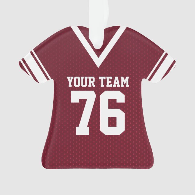 Football Jersey Maroon and White Ornament (Front)