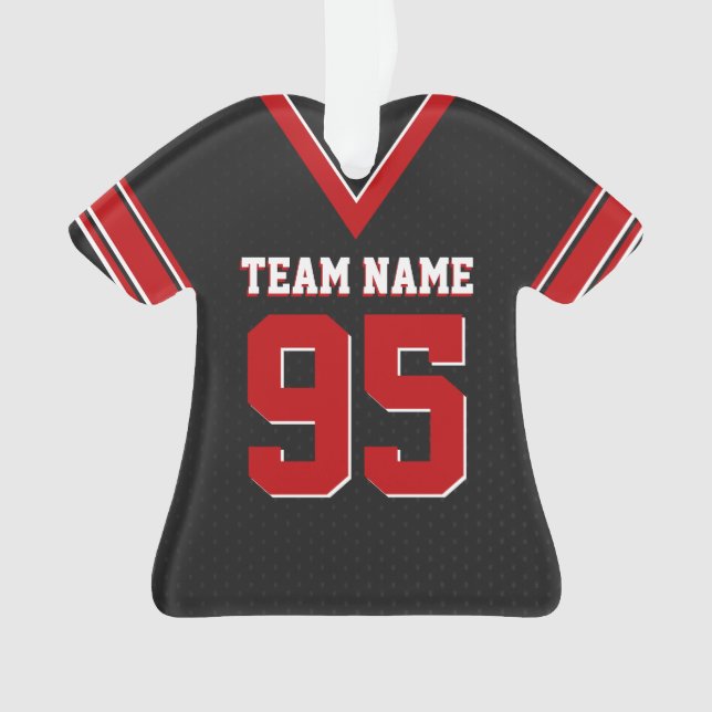 Football Jersey Red and Black Uniform with Number Ornament (Front)