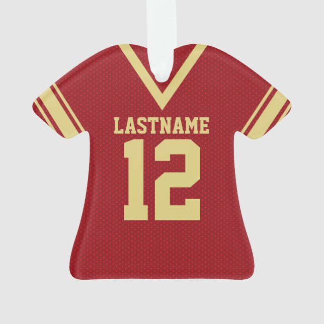 Football Jersey Red Gold Uniform Ornament (Back)