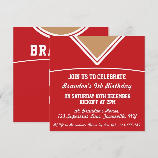 Football Jersey Themed Party Invite Template, LAX (Front/Back)