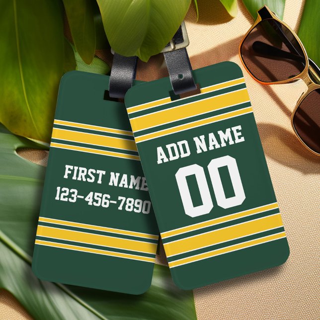 Football Jersey with Custom Name Number Luggage Tag (Personalized Sports Luggage Tag - Football Jersey Theme)