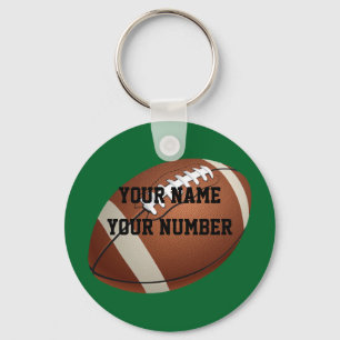 Football Keychain ID Tag YOUR NAME & Number