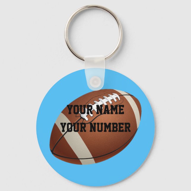 Football Keychain ID Tag YOUR NAME & Number (Front)