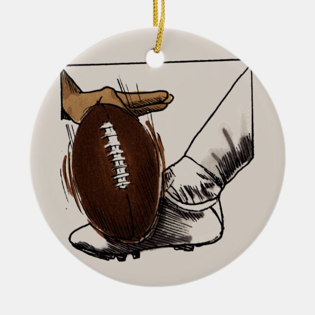 Football Kick T-shirts and Gifts Ceramic Tree Decoration (Front)