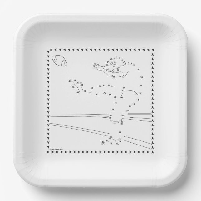 Football Kicker Connect The Dots Paper Plate (Front)