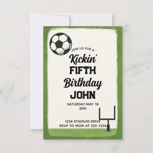 football kids birthday party invitation (Front)