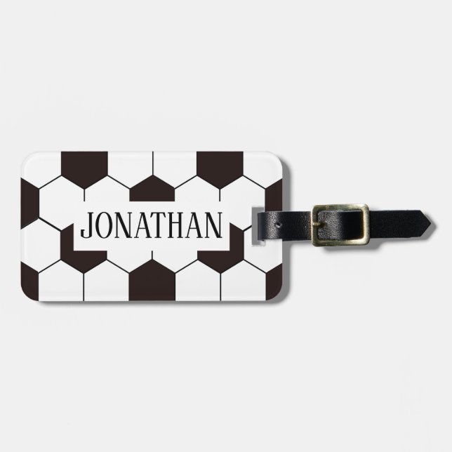 Football Kids Soccer pattern Footballer birthday Luggage Tag (Front Horizontal)