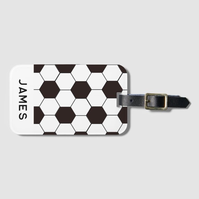 Football Kids Soccer pattern Footballer birthday Luggage Tag (Front Horizontal)