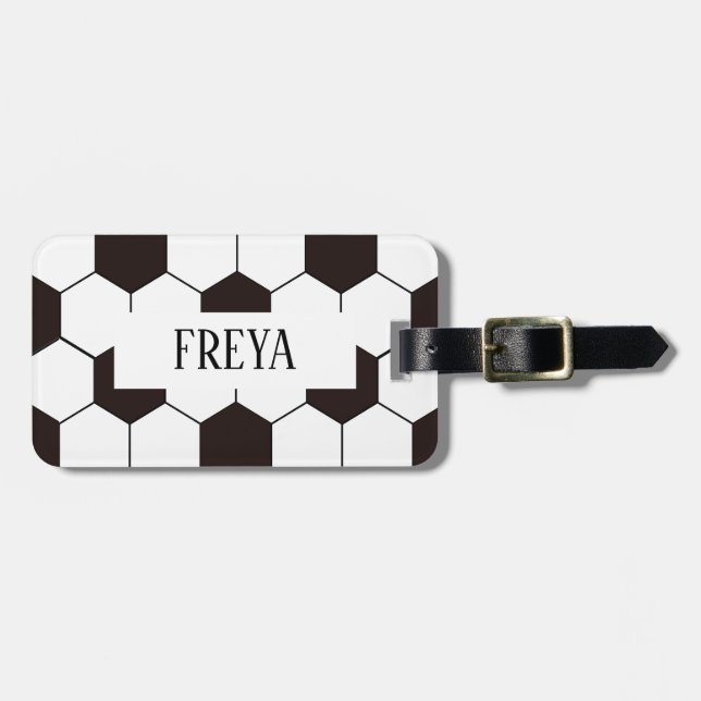 Football Kids Soccer pattern Footballer birthday Luggage Tag (Front Horizontal)