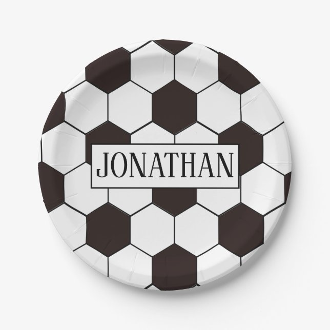 Football Kids Soccer pattern Footballer birthday Paper Plate (Front)