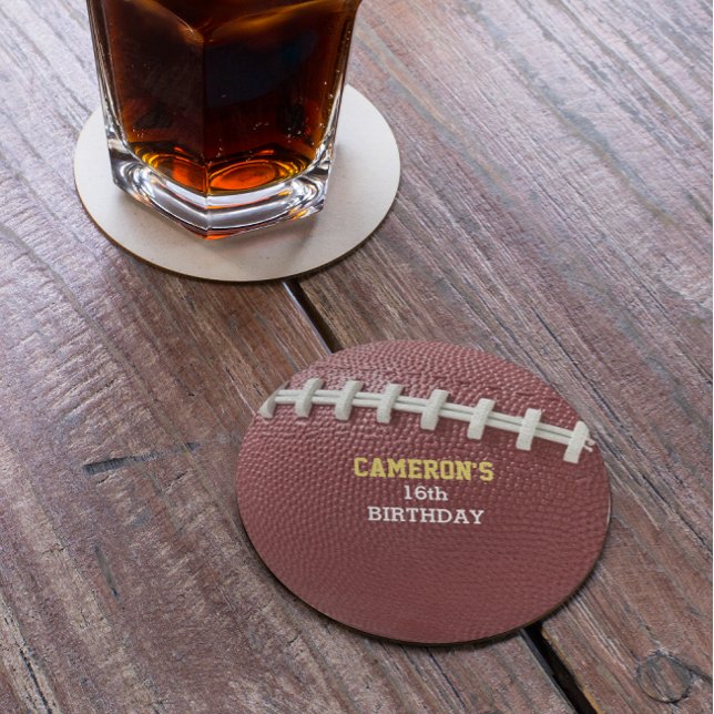 Football Laces Gold Round Paper Coaster (Creator Uploaded)