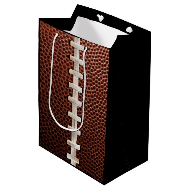 Football Laces Texture Black Medium Gift Bag (Front Angled)