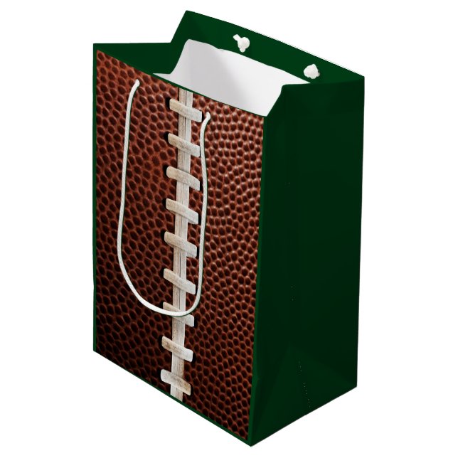 Football Laces Texture Green Medium Gift Bag (Front Angled)