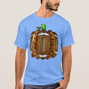 Football Leopard Pumpkin Fall Autumn Football Spor T-Shirt