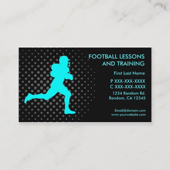 Football lessons training custom business cards (Front)