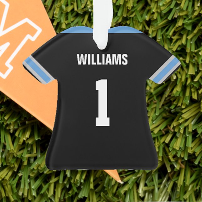 Football Light Blue & Black Jersey Ornament (Creator Uploaded)