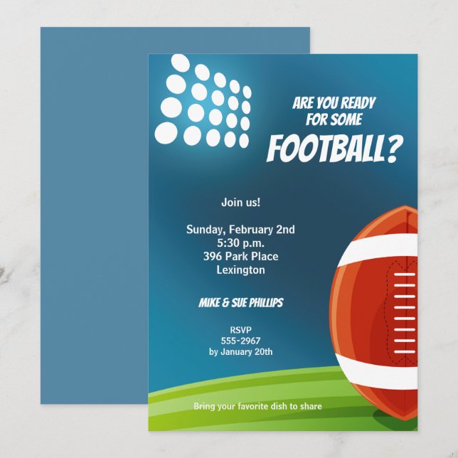 Football Lights Invitation (Front/Back)