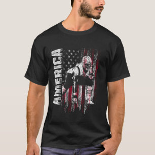 Football Lineman America Flag Offensive Defensive T-Shirt