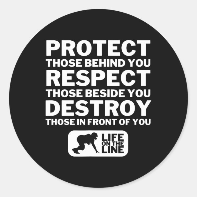 Football Lineman Design - Protect  Classic Round Sticker (Front)