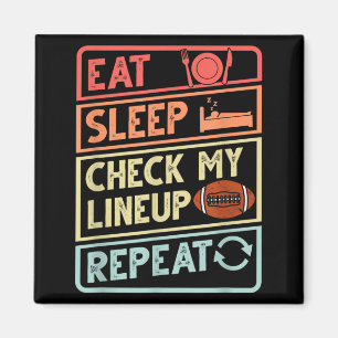 Football Lineman Eat Sleep Check Line Up Repeat Magnet