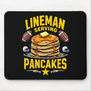 Football Lineman Serving Free Pancakes Mouse Mat