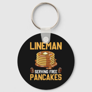 Football Lineman Serving Pancakes Daily Offensive Key Ring