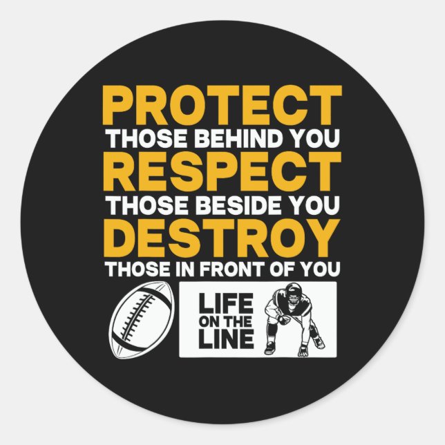 Football Lineman Shirt - Protect  Classic Round Sticker (Front)