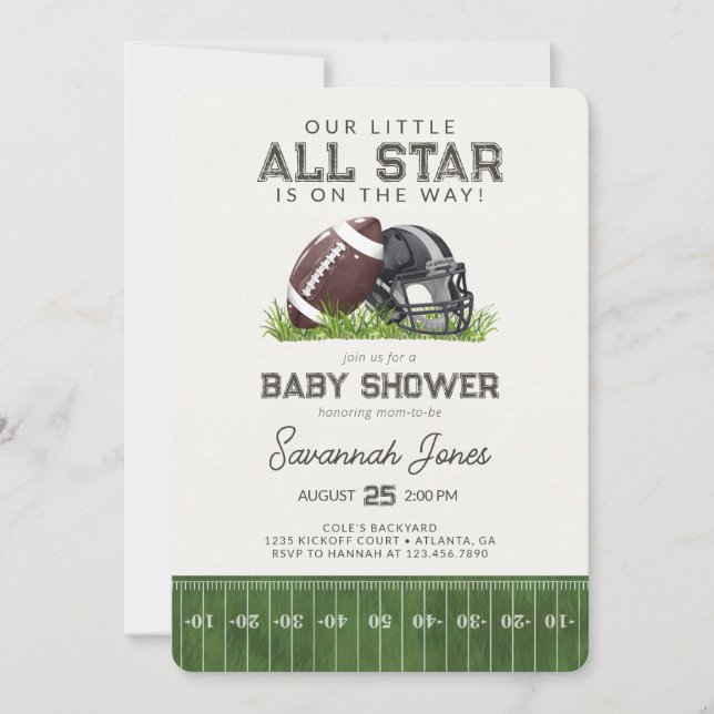 Football Little All Star Baller Baby Shower Invitation (Front)