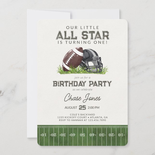 Football Little All Star Baller Birthday Party Invitation (Front)