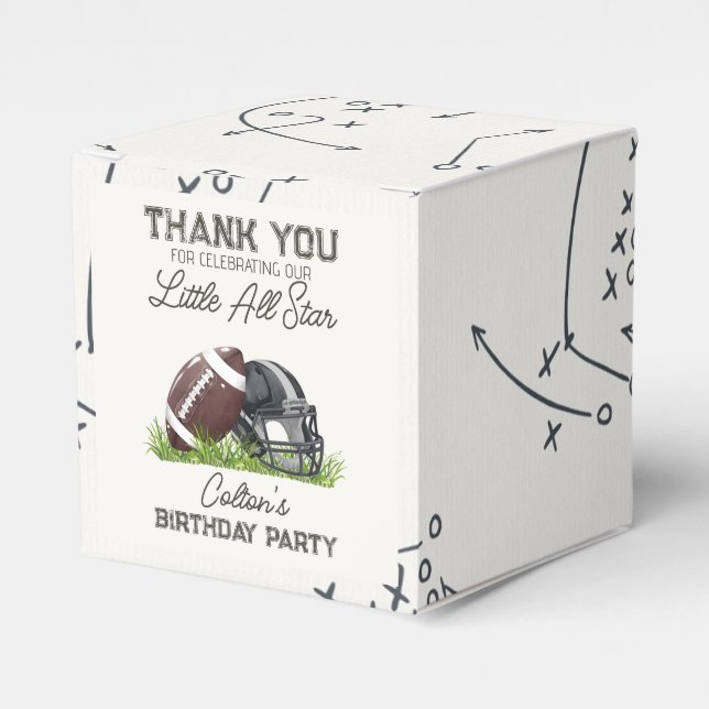 Football Little All Star Touchdown Birthday Favour Box (Front Side)