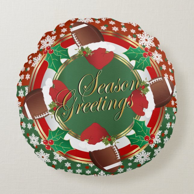 Football Lover Christmas Round Cushion (Front)