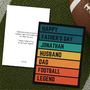 Football Lover Personalised Retro  Father's Day Holiday Card