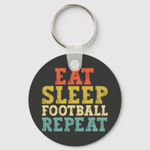 Football Lovers Eat Sleep Football Repeat Key Ring
