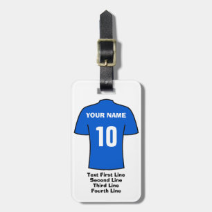 Football Luggage Tag - with Blue Shirt