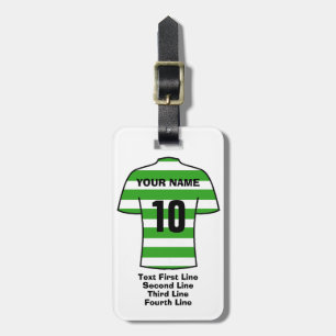 Football Luggage Tag - with Green Hoops