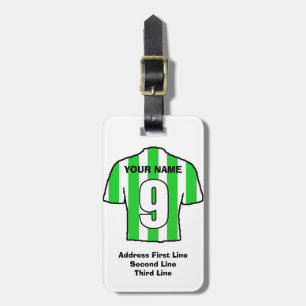 Football Luggage Tag - with Green & White Shirt