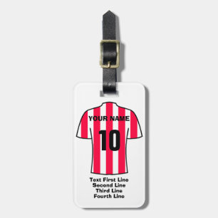 Football Luggage Tag - with Red & White Shirt