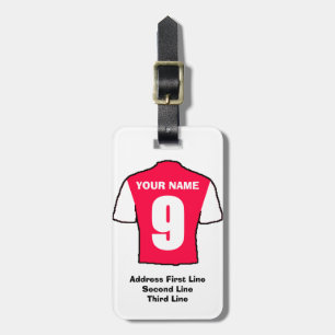 Football Luggage Tag - with Red & White Shirt