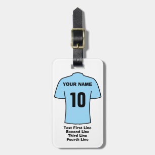 Football Luggage Tag - with Sky Blue Shirt