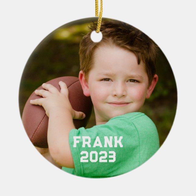Football Mama Photo Ceramic Tree Decoration (Front)