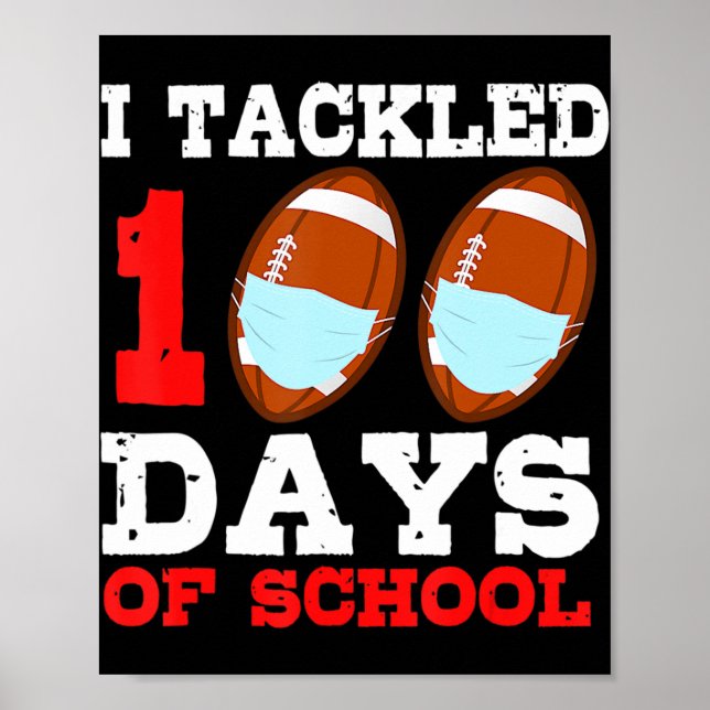 Football Masks Fun 100 Days of School Teacher Boy  Poster (Front)
